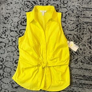 Nine West Bright Yellow Sleeveless Blouse | size small